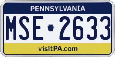 PA license plate MSE2633