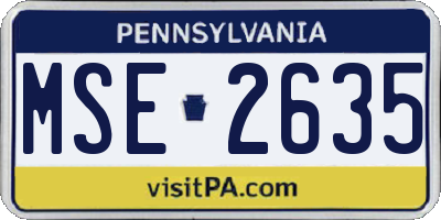 PA license plate MSE2635