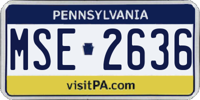 PA license plate MSE2636