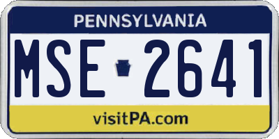 PA license plate MSE2641