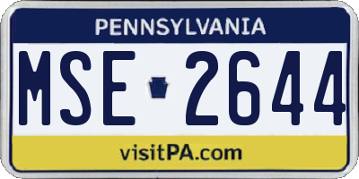 PA license plate MSE2644