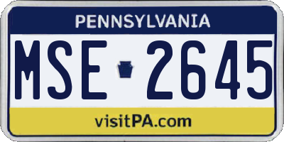 PA license plate MSE2645