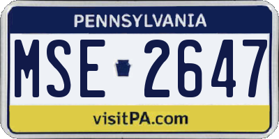 PA license plate MSE2647