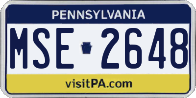 PA license plate MSE2648