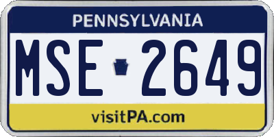 PA license plate MSE2649