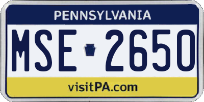 PA license plate MSE2650