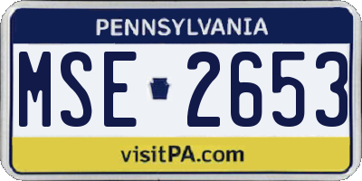 PA license plate MSE2653
