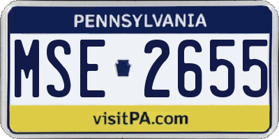 PA license plate MSE2655