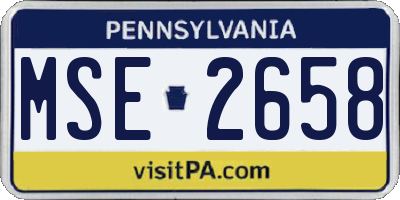 PA license plate MSE2658