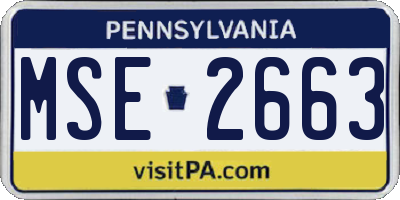 PA license plate MSE2663
