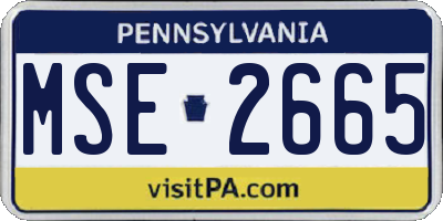 PA license plate MSE2665