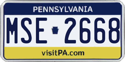 PA license plate MSE2668