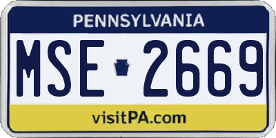 PA license plate MSE2669