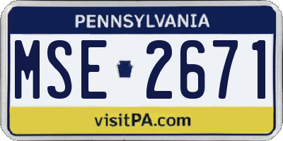 PA license plate MSE2671