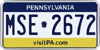 PA license plate MSE2672