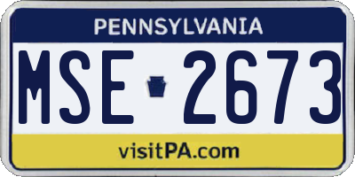 PA license plate MSE2673