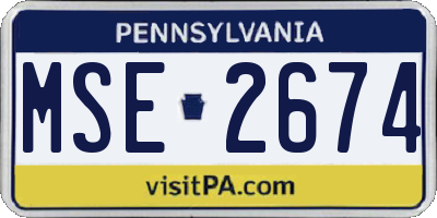 PA license plate MSE2674
