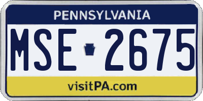 PA license plate MSE2675