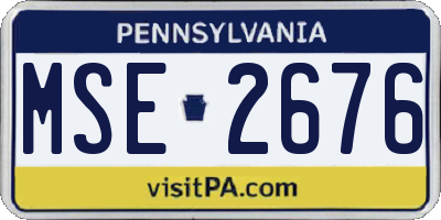PA license plate MSE2676