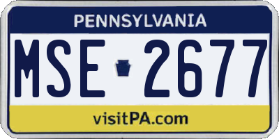 PA license plate MSE2677