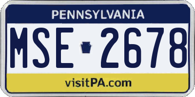 PA license plate MSE2678