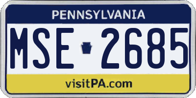 PA license plate MSE2685
