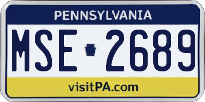 PA license plate MSE2689