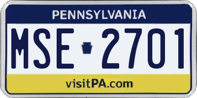 PA license plate MSE2701