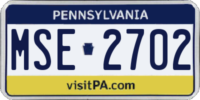 PA license plate MSE2702