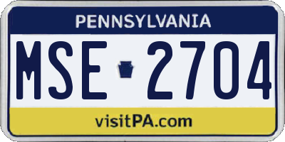 PA license plate MSE2704