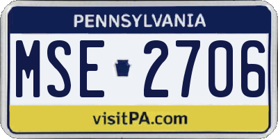 PA license plate MSE2706