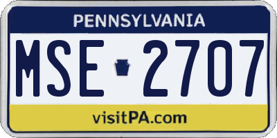 PA license plate MSE2707