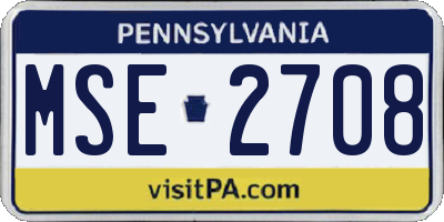 PA license plate MSE2708
