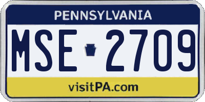 PA license plate MSE2709