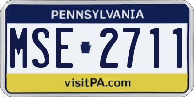 PA license plate MSE2711
