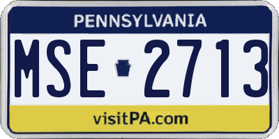 PA license plate MSE2713