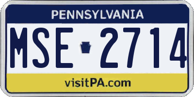 PA license plate MSE2714