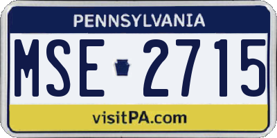 PA license plate MSE2715