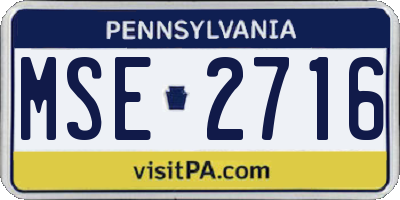 PA license plate MSE2716