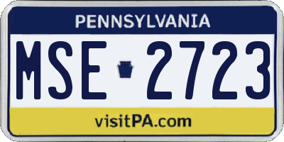 PA license plate MSE2723