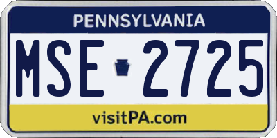 PA license plate MSE2725