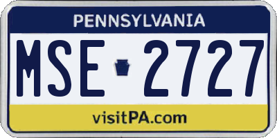 PA license plate MSE2727