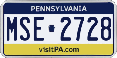 PA license plate MSE2728