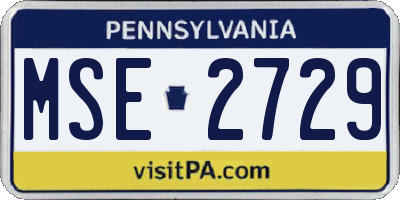 PA license plate MSE2729