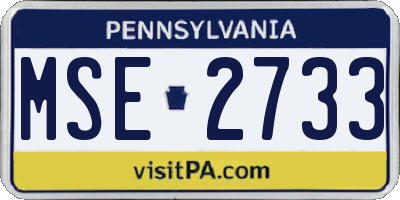 PA license plate MSE2733