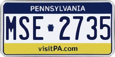 PA license plate MSE2735