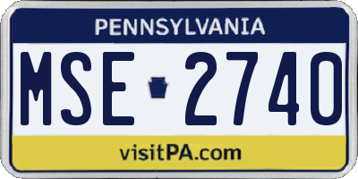 PA license plate MSE2740