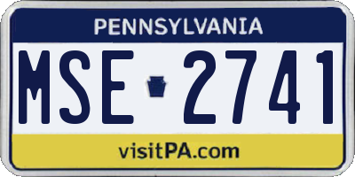 PA license plate MSE2741