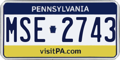 PA license plate MSE2743