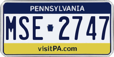 PA license plate MSE2747
